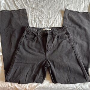 Wide Leg Distressed Black Pants size 1